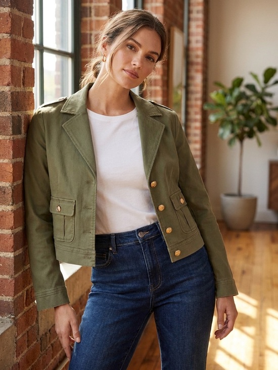 Talbots Jackets & Blazers - Talbots Olive Green Utility Jacket with Gold Buttons